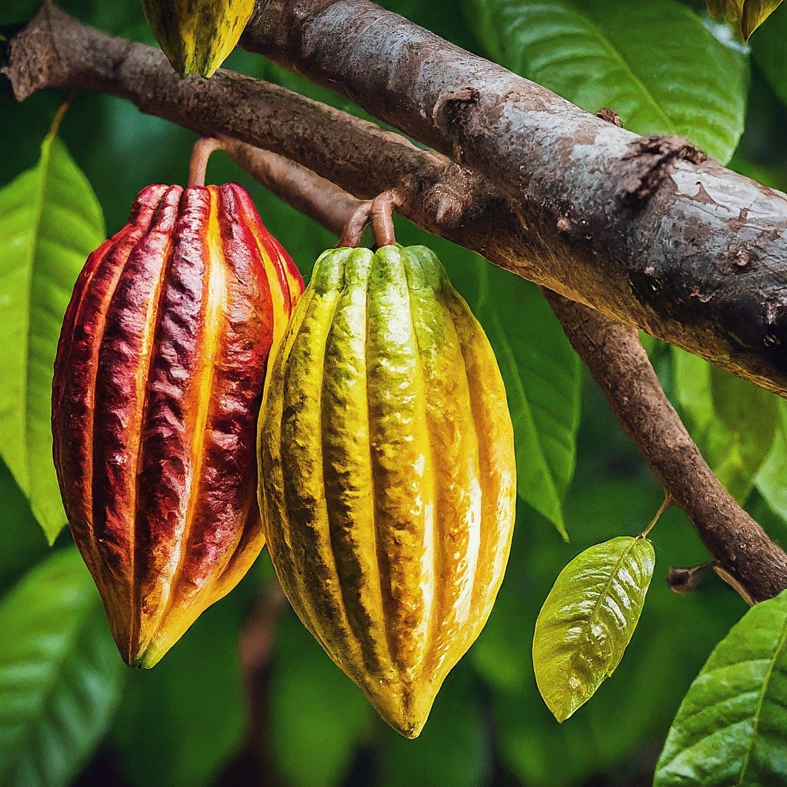 Whole Cacao-fruits are used to make chocolates